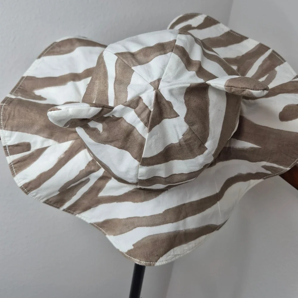 Gymboree Zebra Print Sun Hat with Ears Brown White Toddler Girls‎ 2T-3T Strap